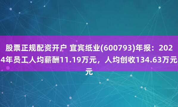 股票正规配资开户 宜宾纸业(600793)年报：2024年员工人均薪酬11.19万元，人均创收134.63万元